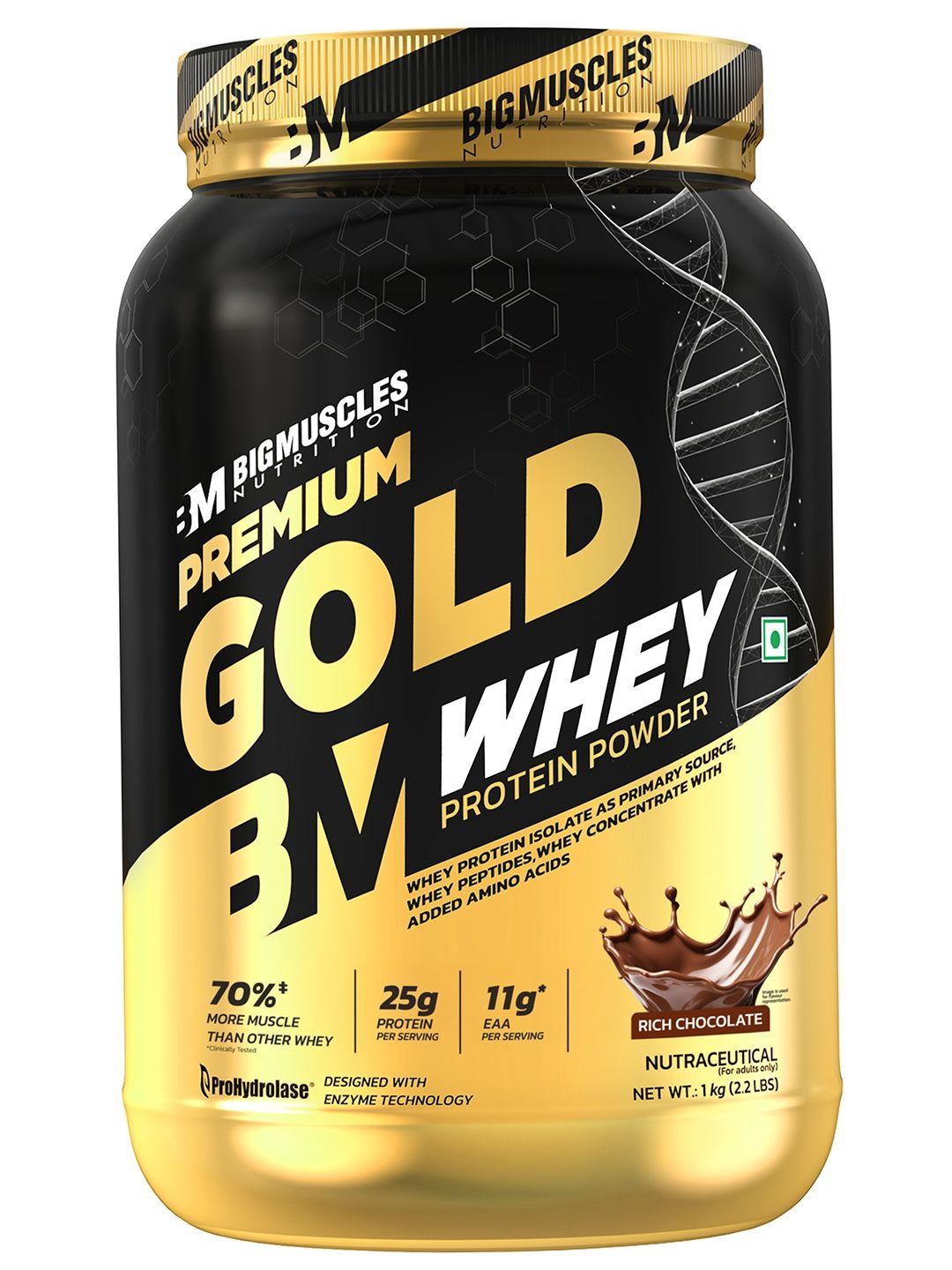 Bigmuscles Nutrition Bigmuscles Nutrition Premium Gold Whey Protein - 1Kg - Rich Chocolate