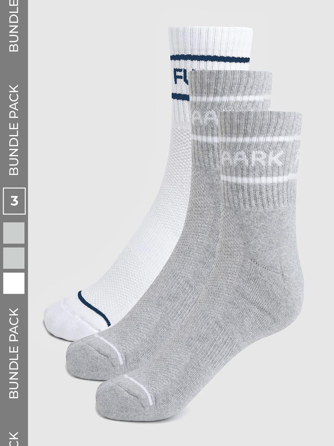FUAARK Men Pack of 3 Cotton Blend Colourblocked Calf Length Socks