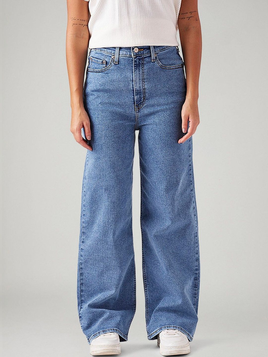 Blue Loose Fit High Rise Jeans