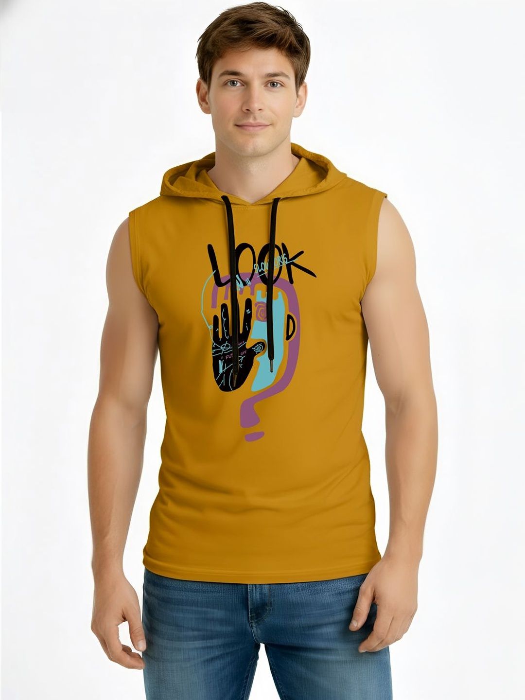 TEEFOX Men Printed Hooded T-shirt