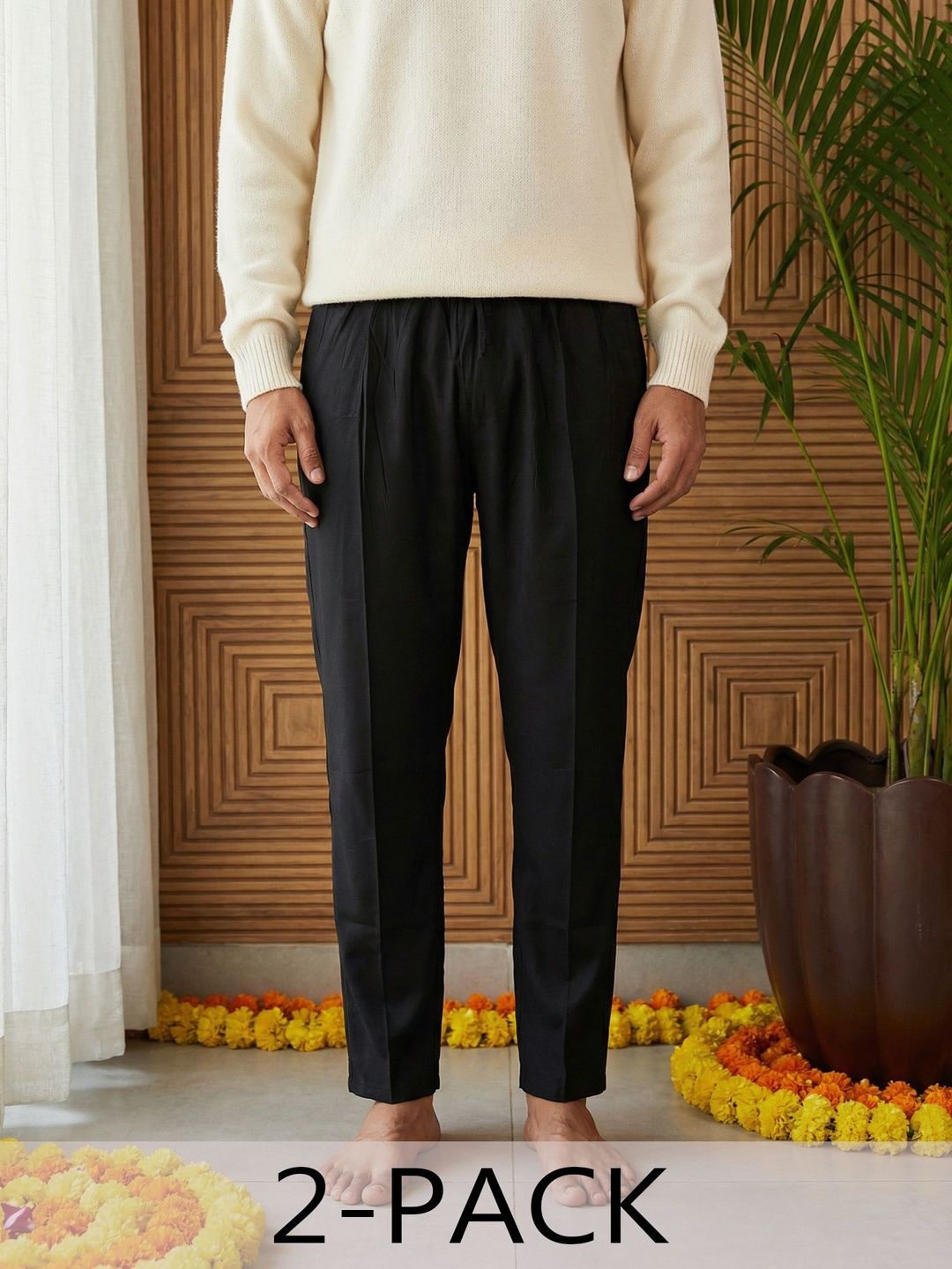 Jompers Men Pack Of 2 Mid-Rise Cotton Lounge Pants