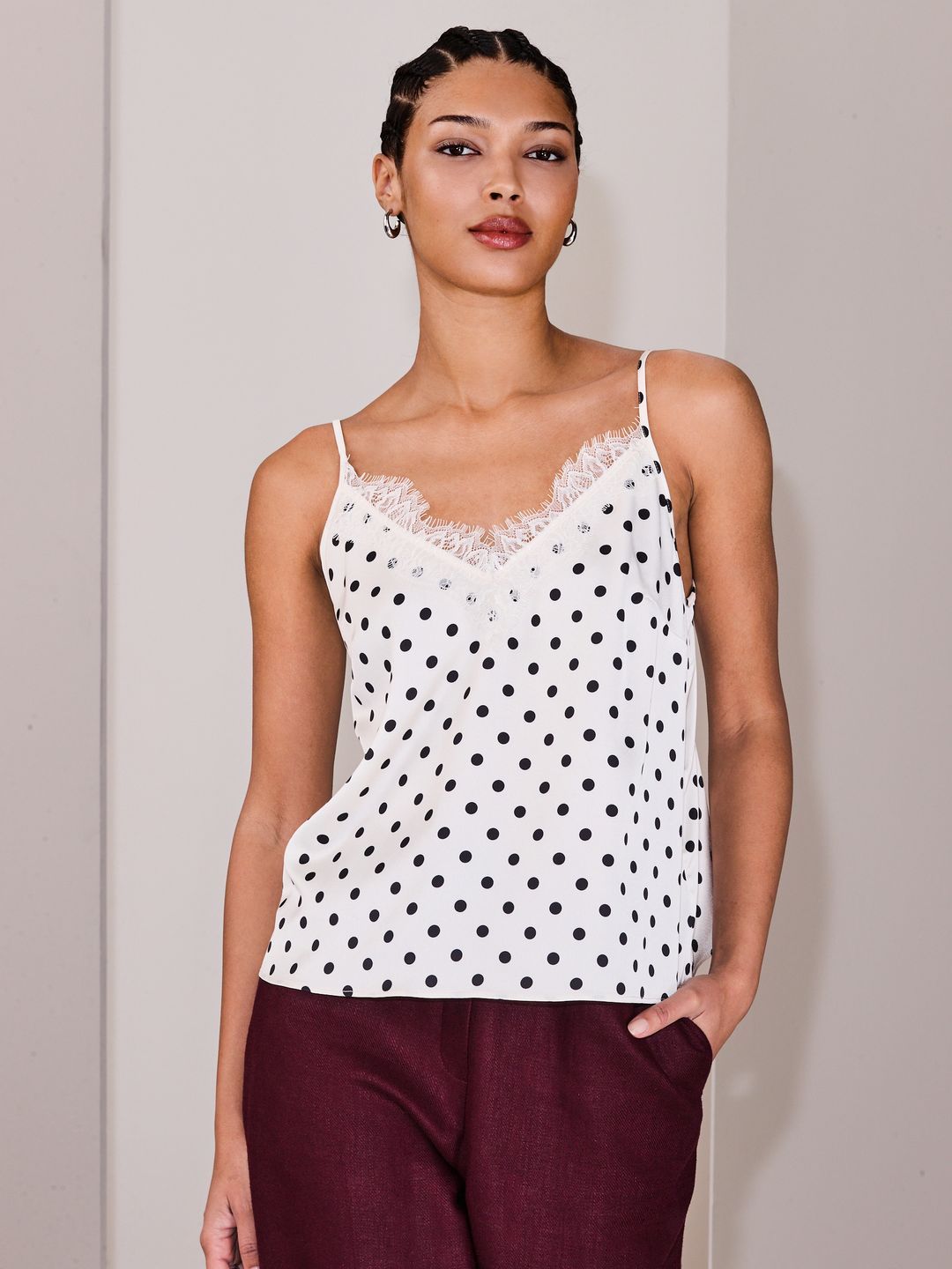 Buy FABLE STREET Relaxed Fit V-Neck Satin Lace Camisole