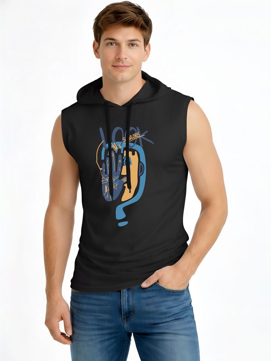 TEEFOX Men Printed Hooded T-shirt