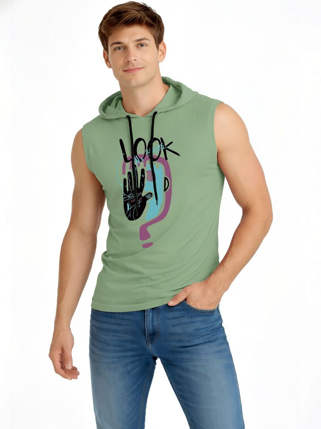 TEEFOX Men Printed Hooded T-shirt