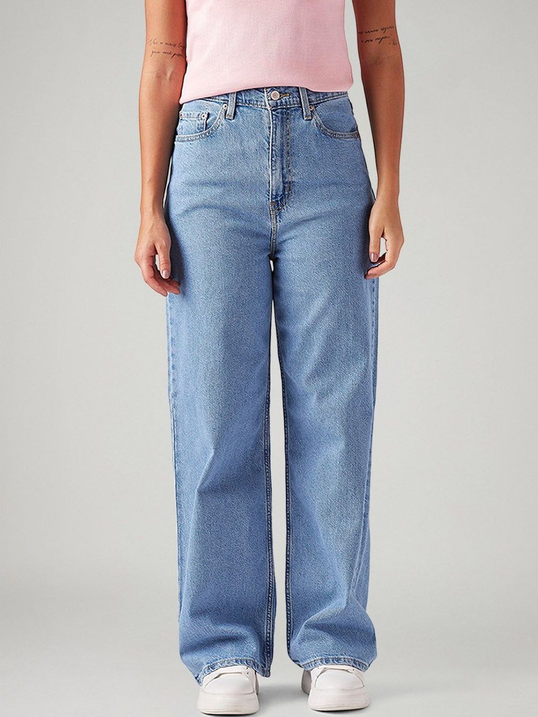 Light-Blue Loose Fit High Rise Jeans