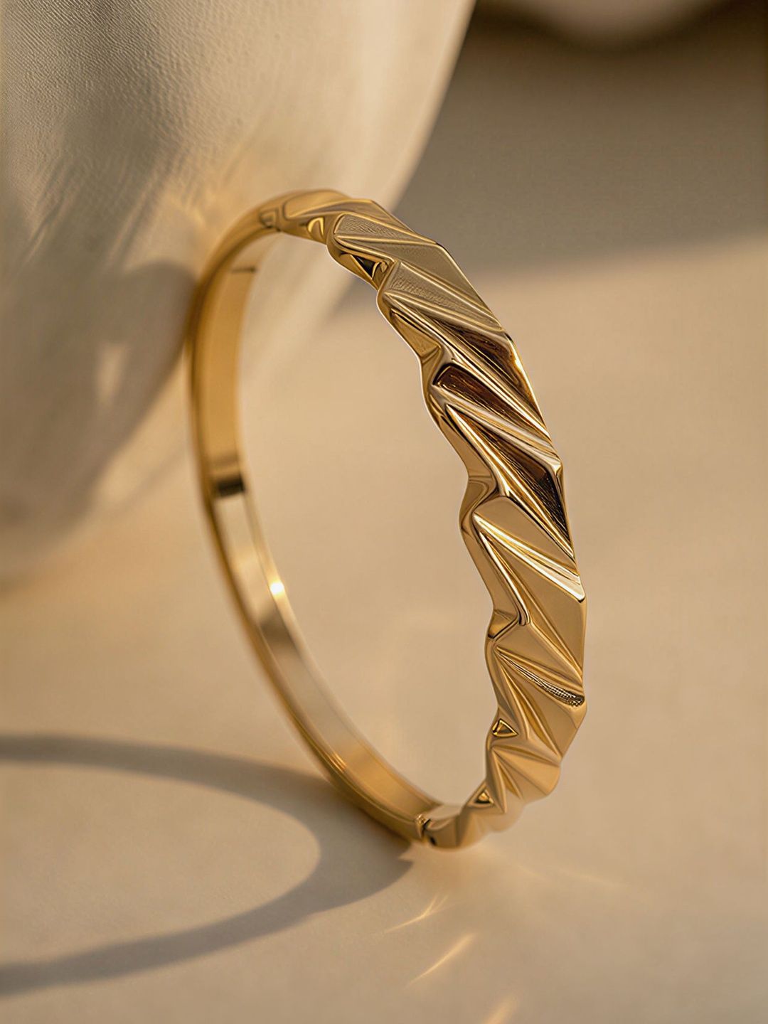 Women Bracelet PALMONAS Women Gold-Plated Bangle-Style Bracelet