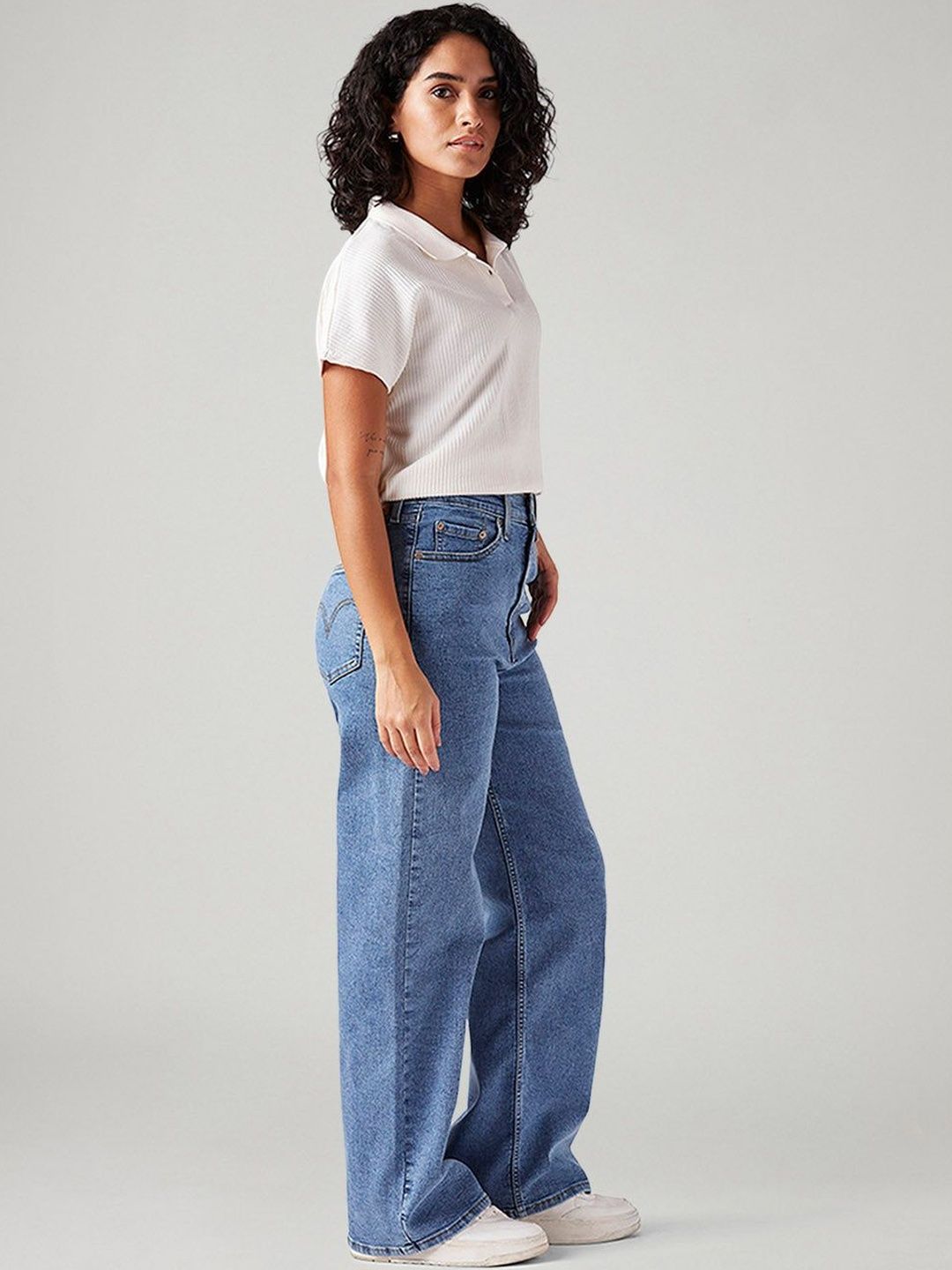 Blue Loose Fit High Rise Jeans