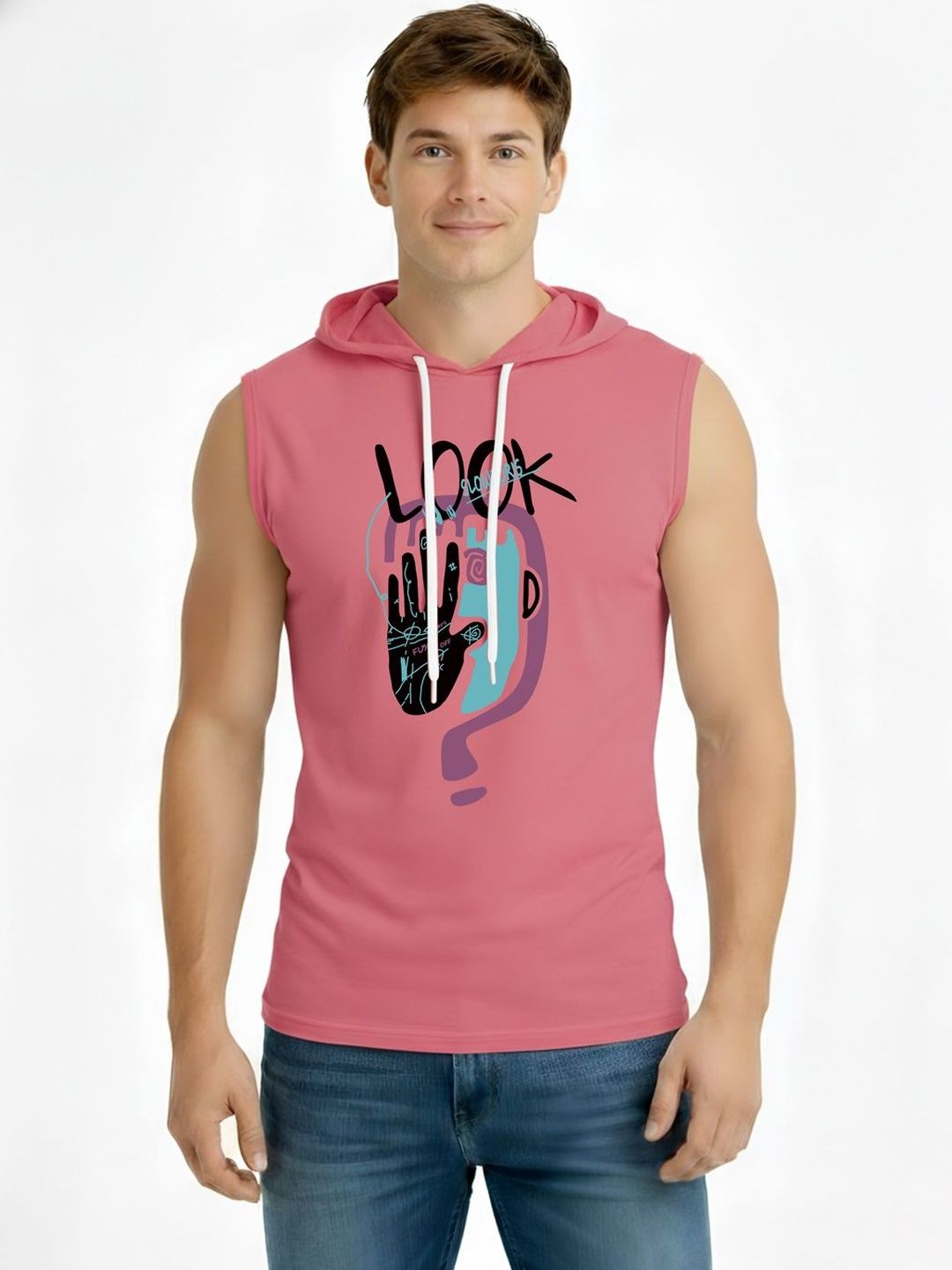TEEFOX Men Printed Hooded T-shirt