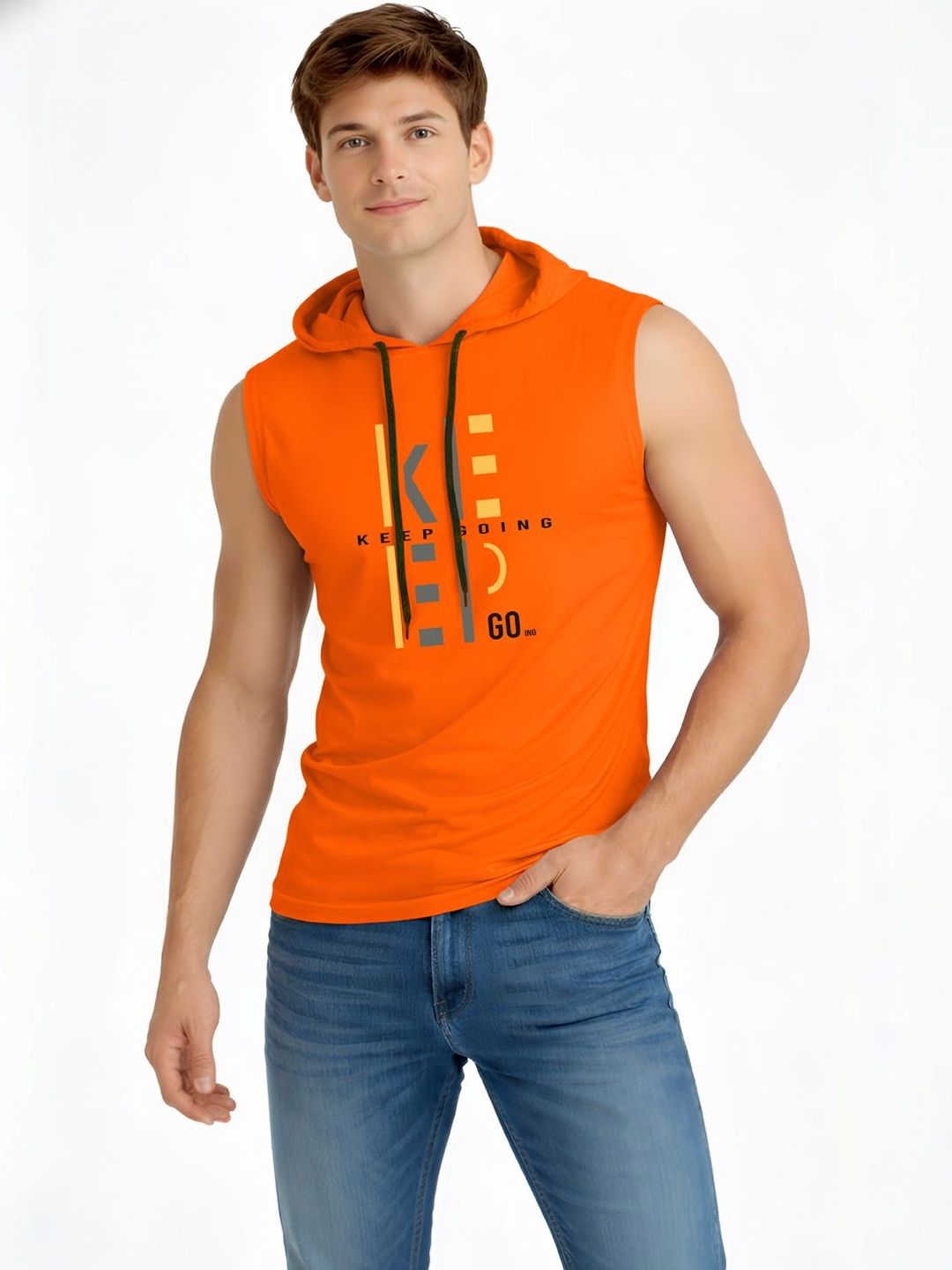 TEEFOX Men Typography Printed Hooded T-shirt
