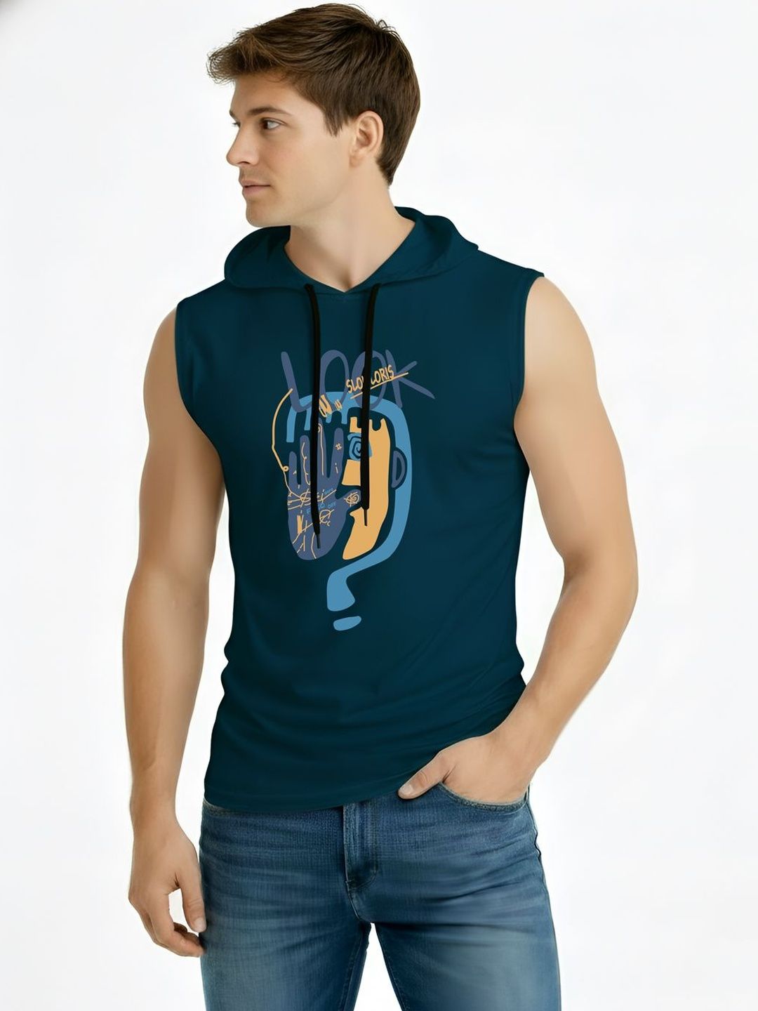 TEEFOX Men Printed Hooded T-shirt