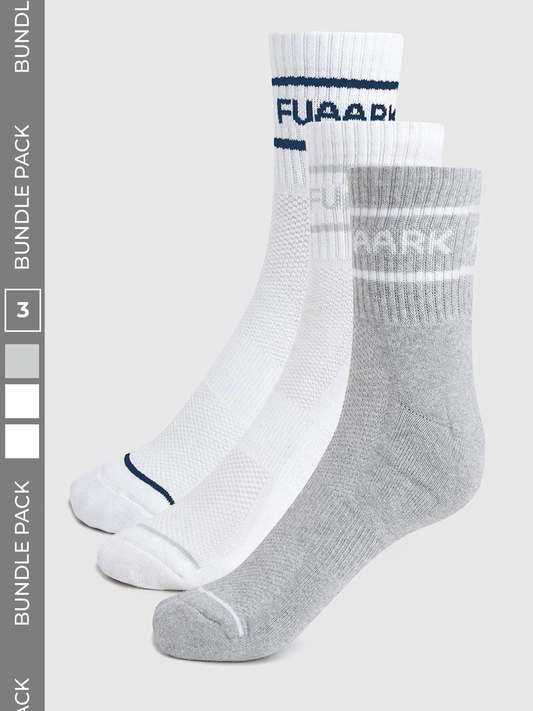 FUAARK Men Pack of 3 Cotton Blend Patterned Calf Length Socks