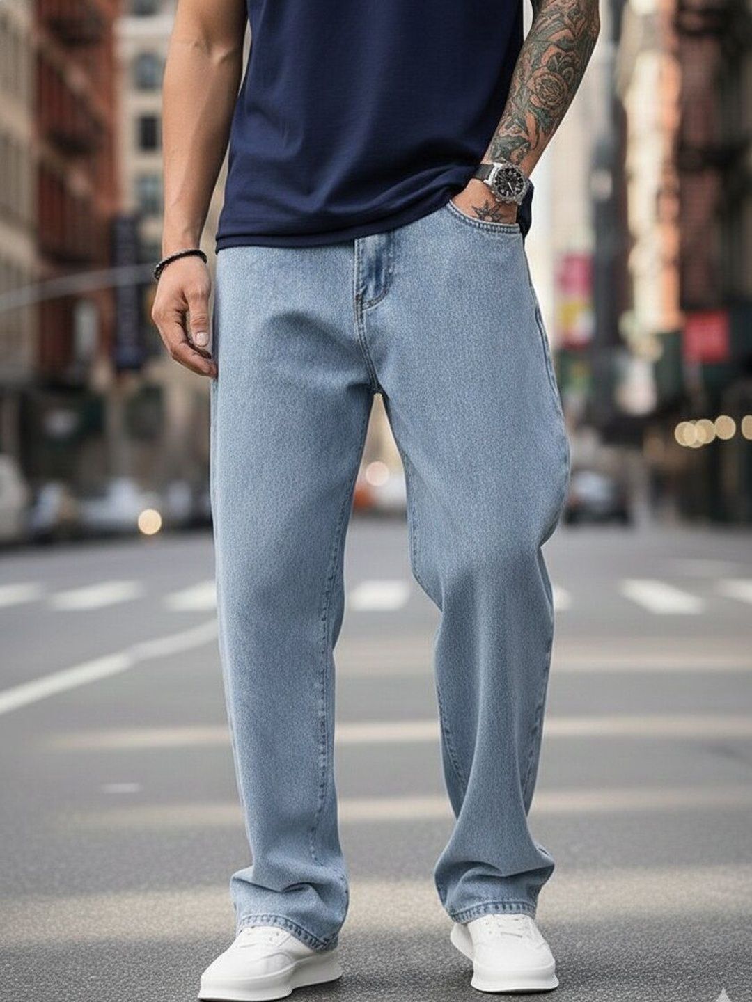 HERE&NOW Men High-Rise Light Fade Stretchable Jeans