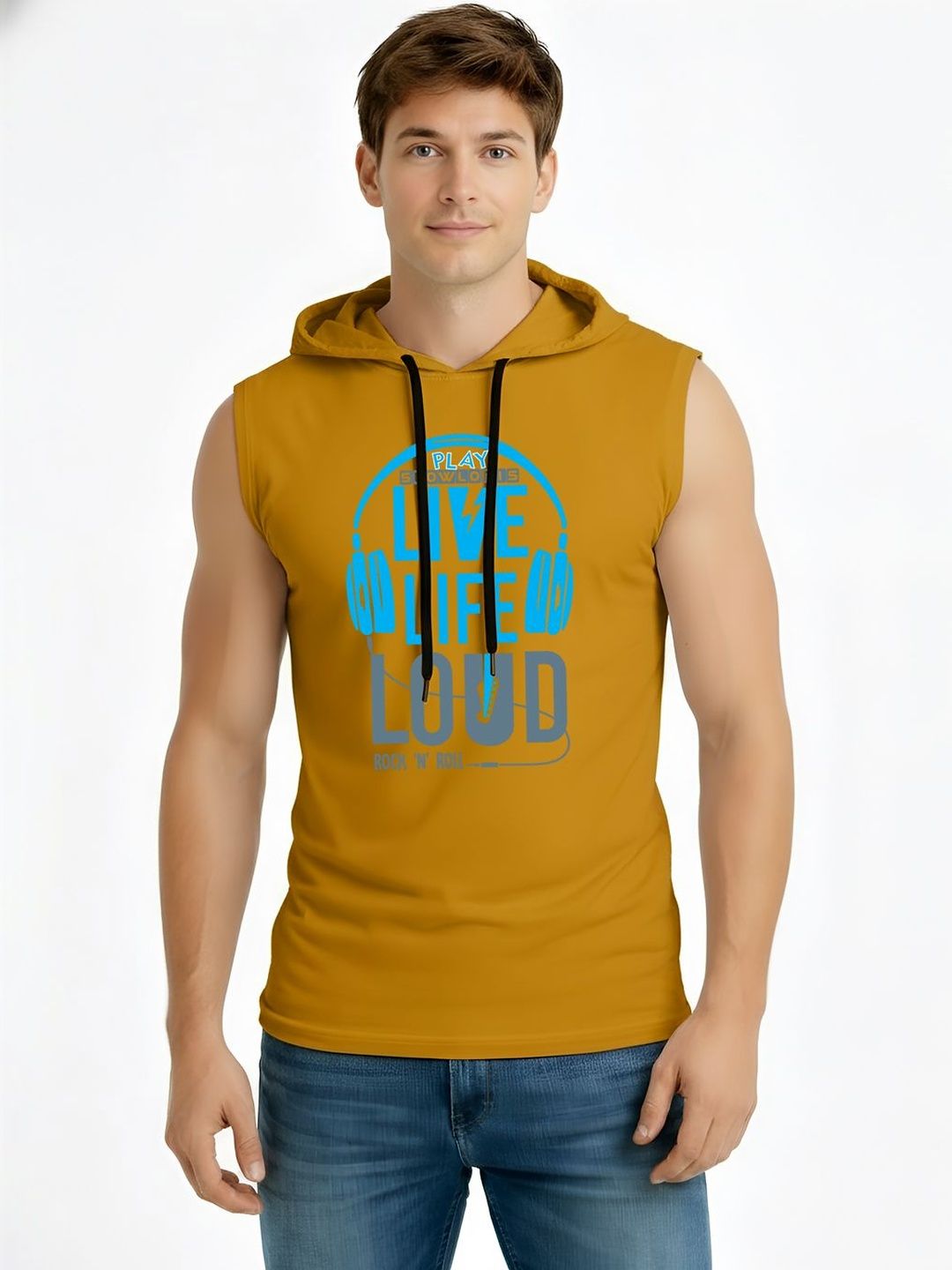 TEEFOX Men Printed Hooded T-shirt