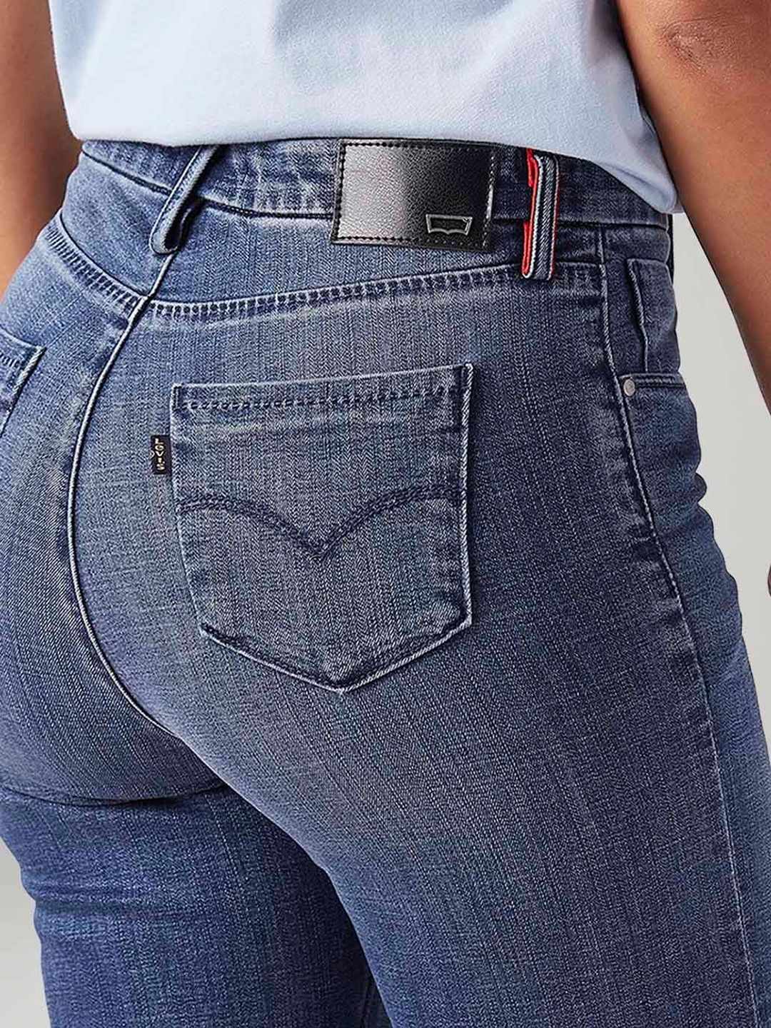 724 Blue Slim Straight Fit High Rise Redloop Jeans