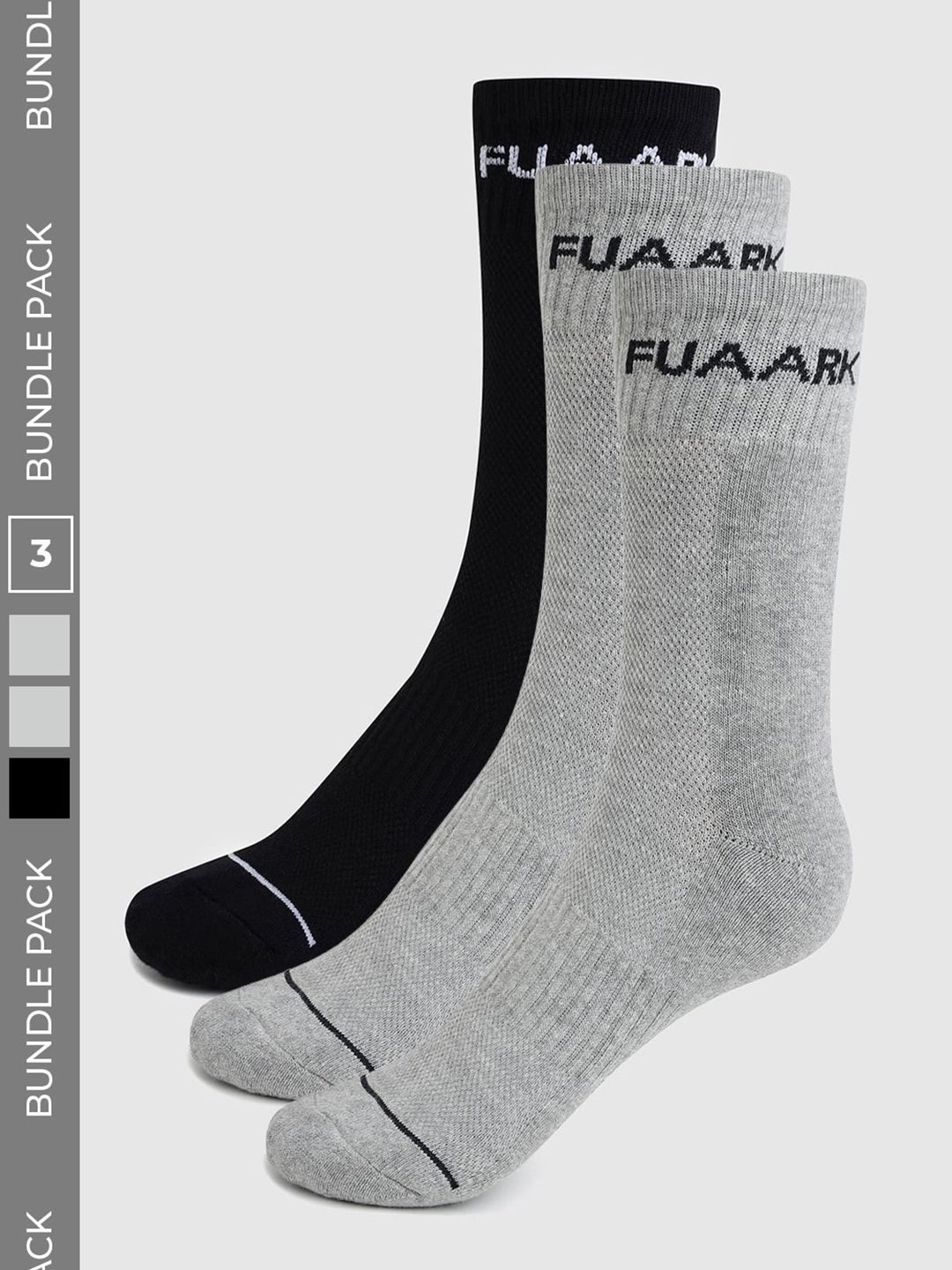 FUAARK Men Pack of 3 Cotton Blend Calf Length Socks