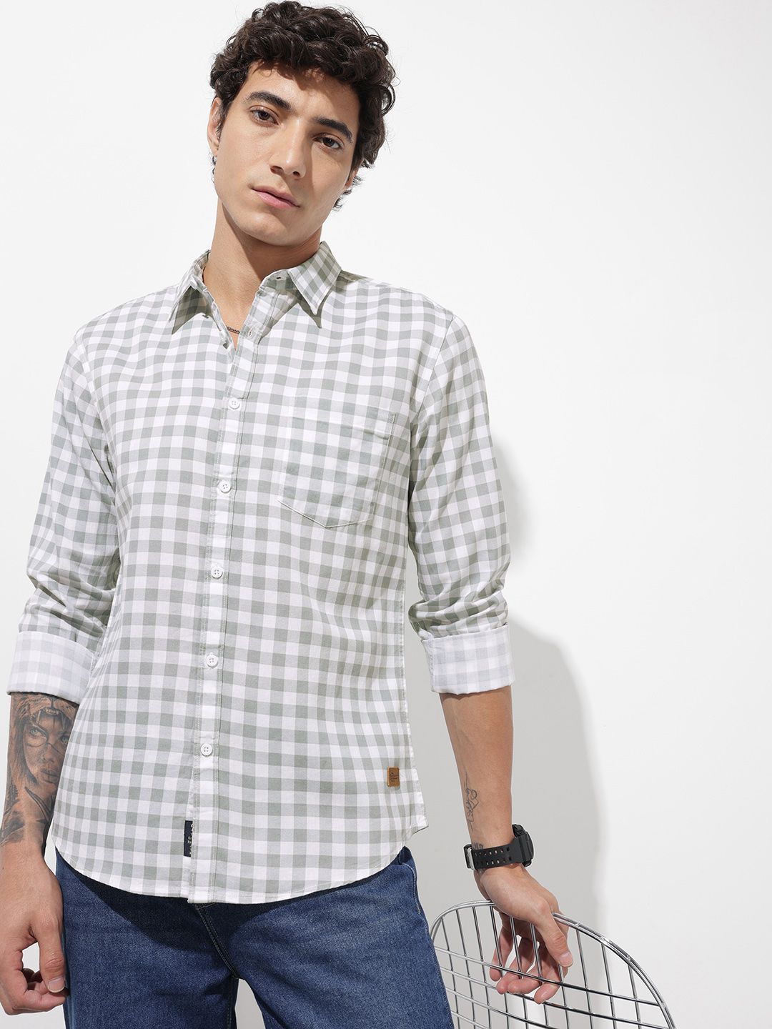 The Roadster Life Co. Gingham Checked Pure Cotton Casual Shirt