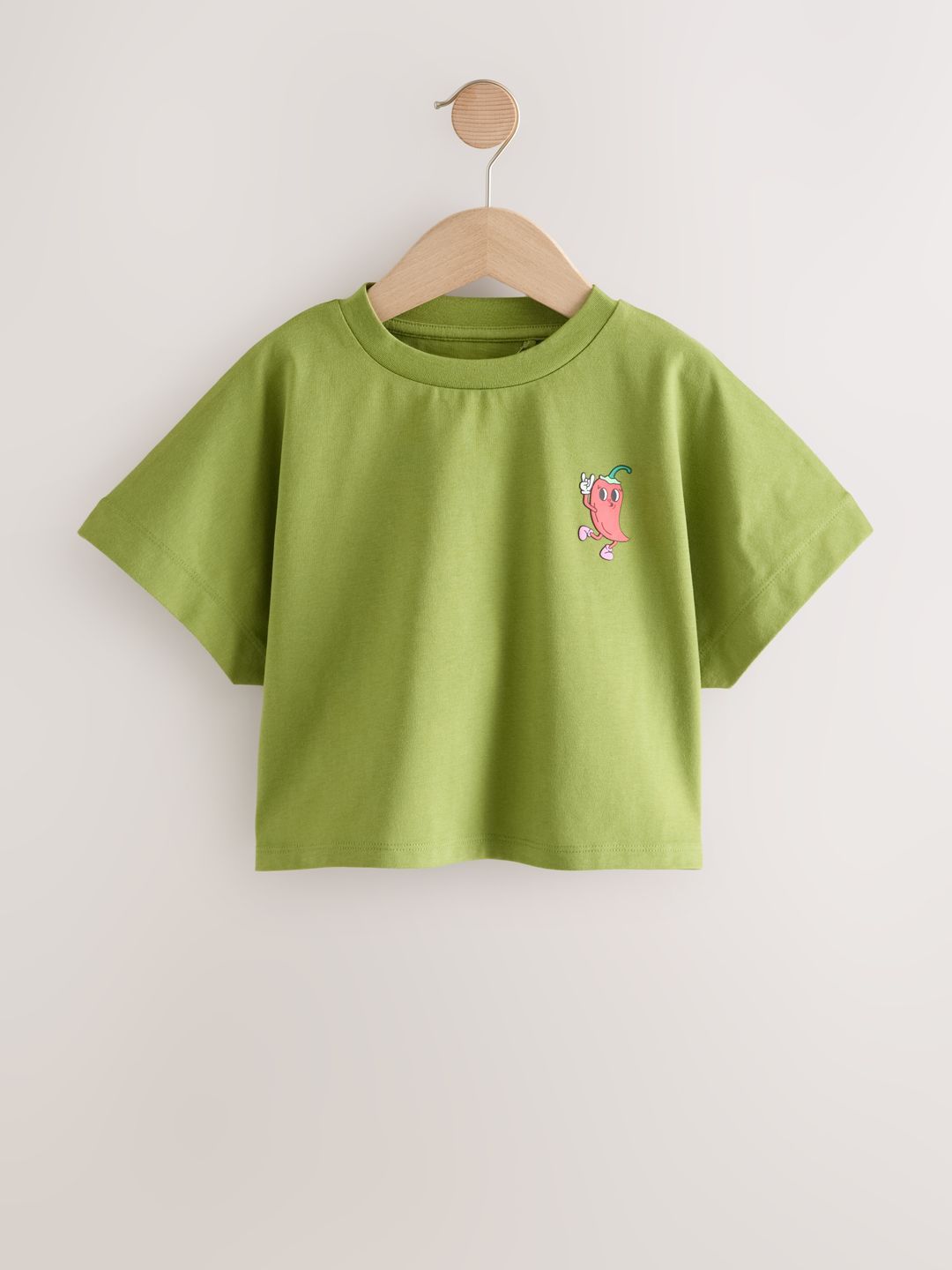 NEXT Girls Applique Extended Sleeves Pure Cotton Boxy Crop T-shirt