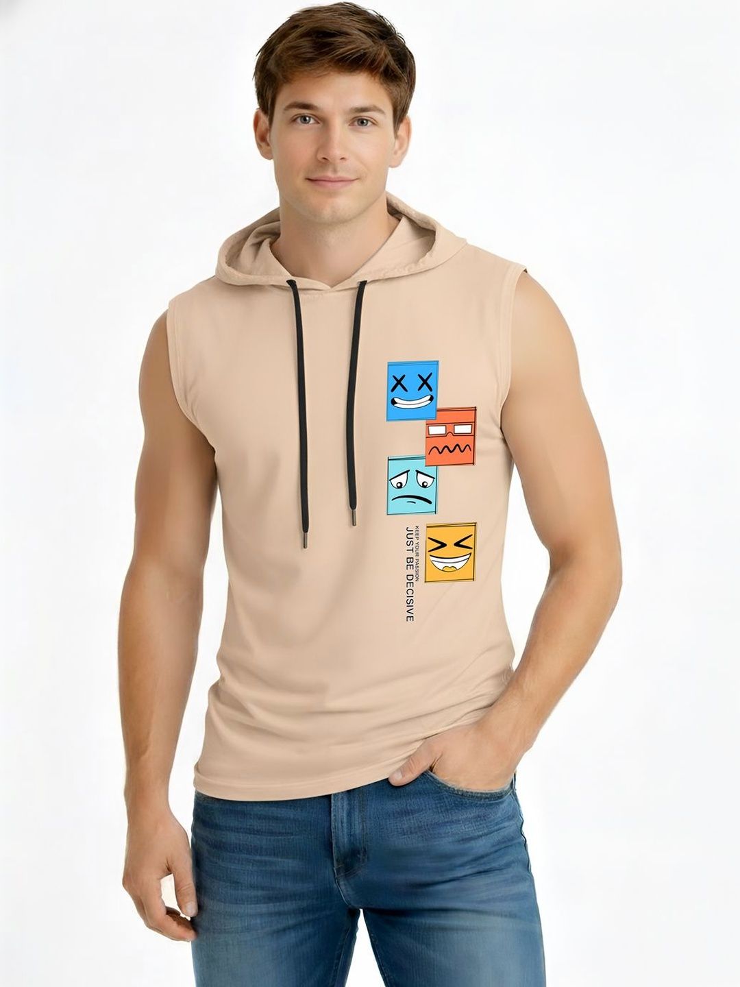 TEEFOX Men Printed Hooded T-shirt