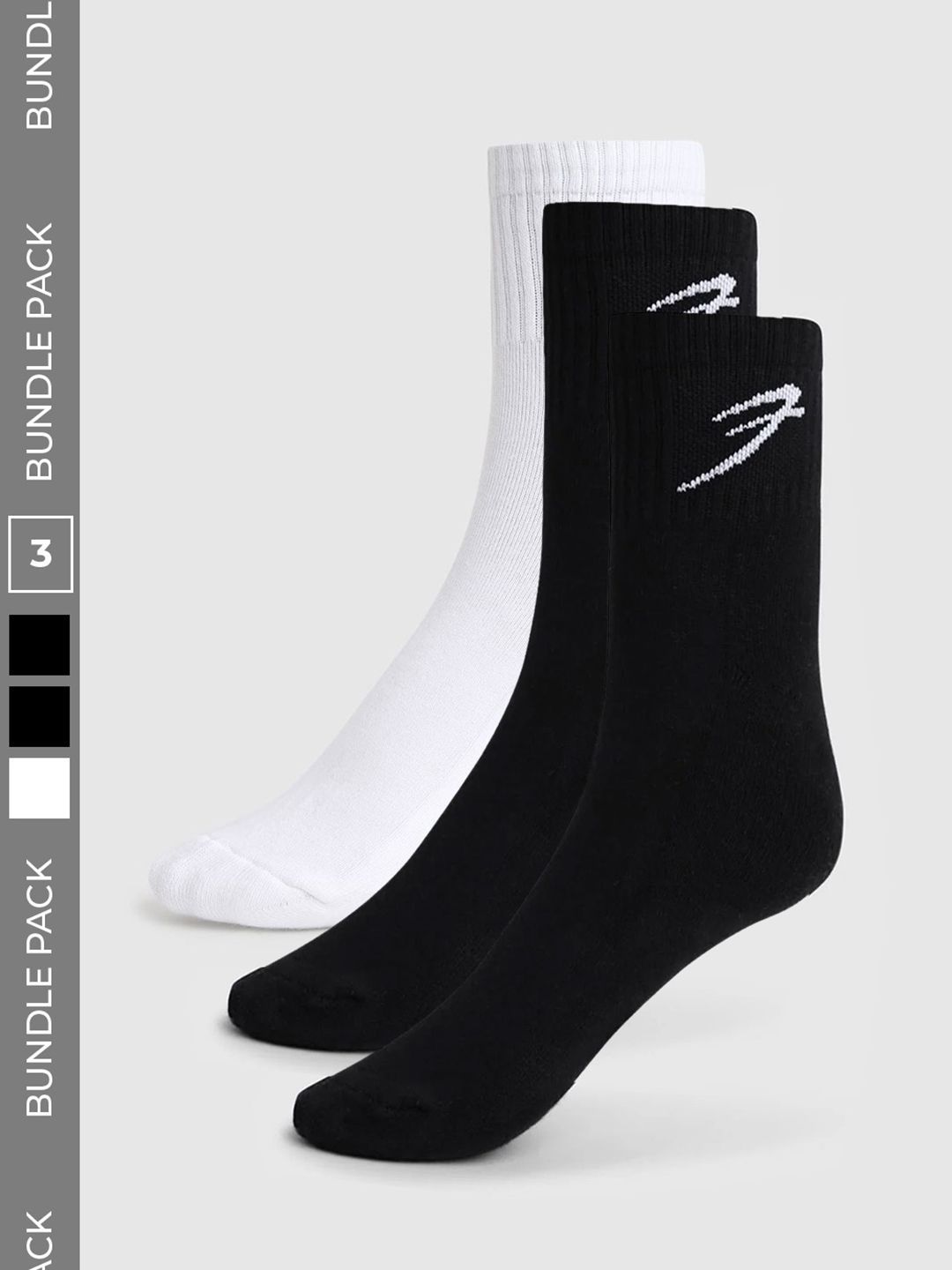 FUAARK Men Pack of 3 Cotton Blend Calf Length Socks