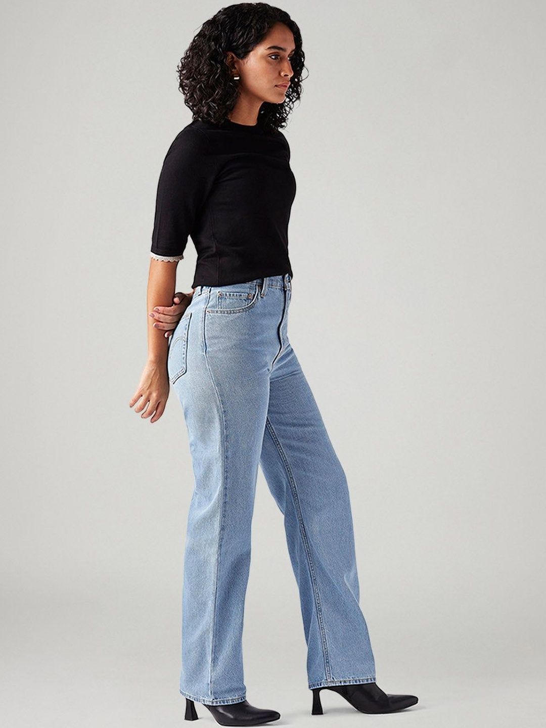 Light-Blue Ribcage Straight Fit High Rise Jeans
