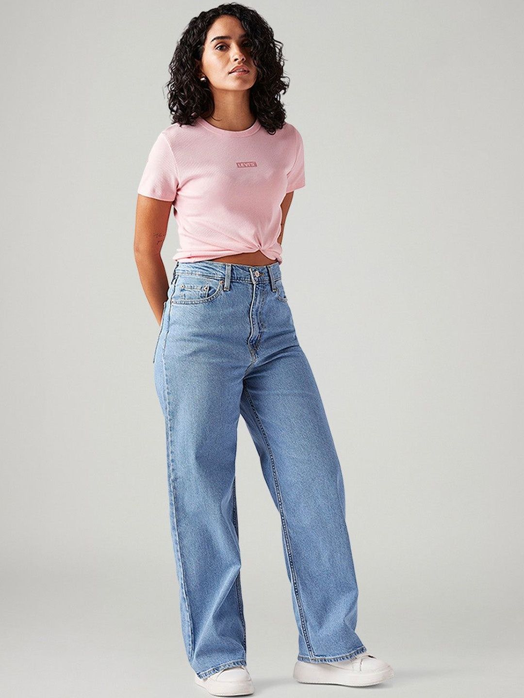 Light-Blue Loose Fit High Rise Jeans