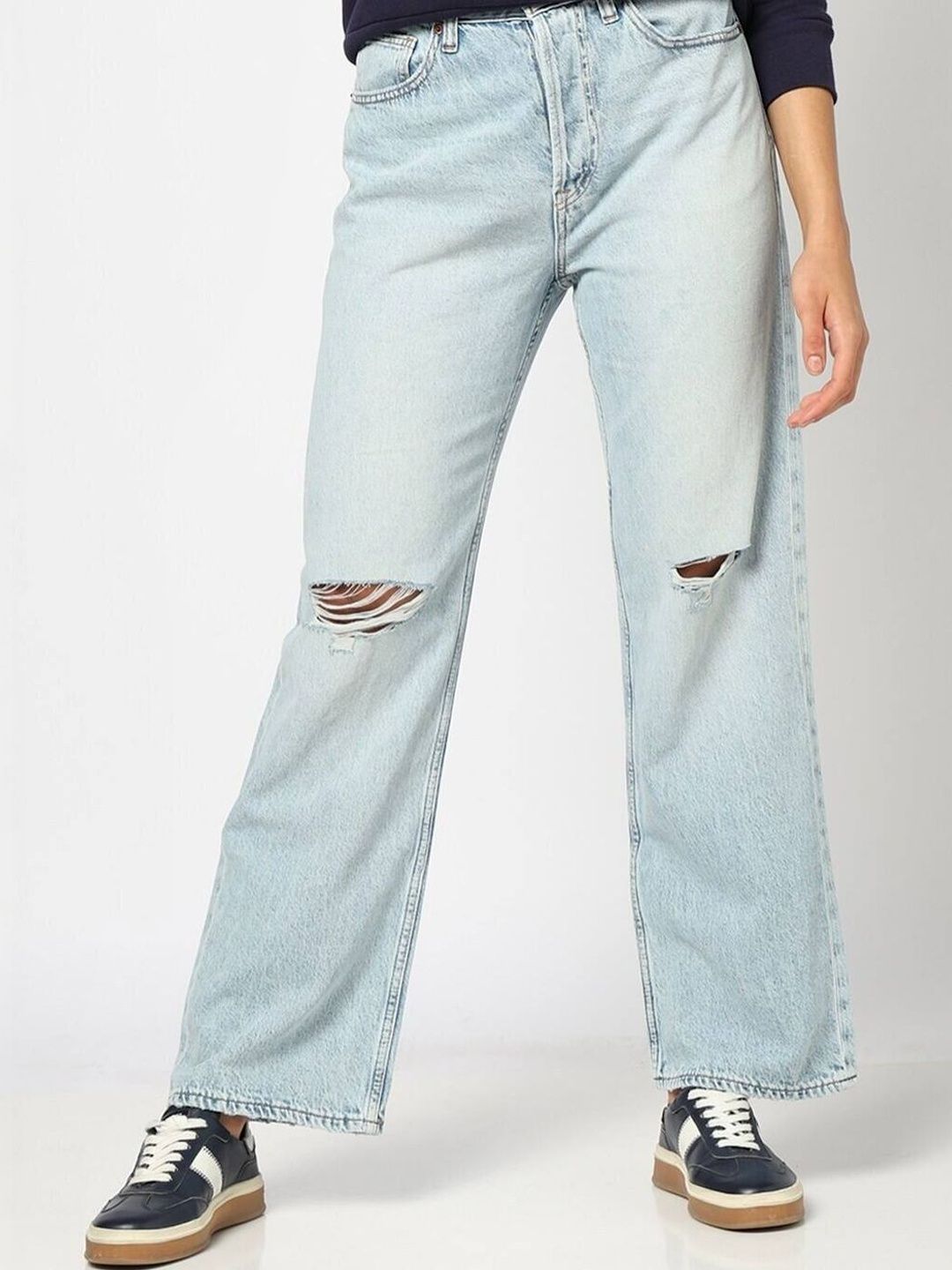 Mid Rise Ripped Jeans