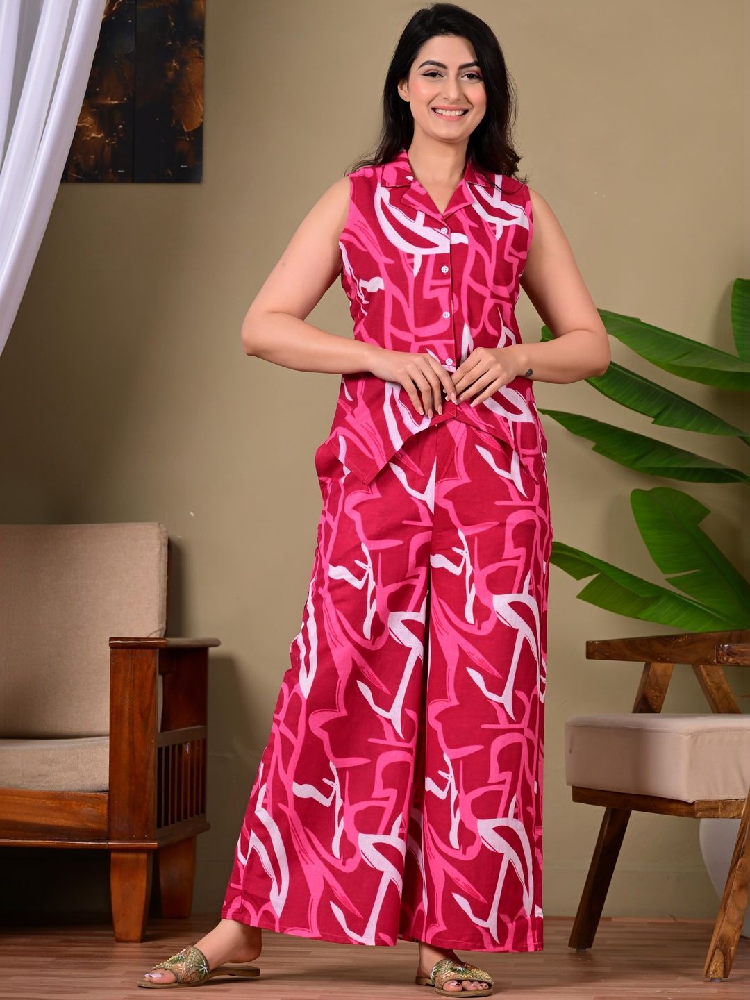 Anouk Mirage Cotton Printed Shirt with Palazzos
