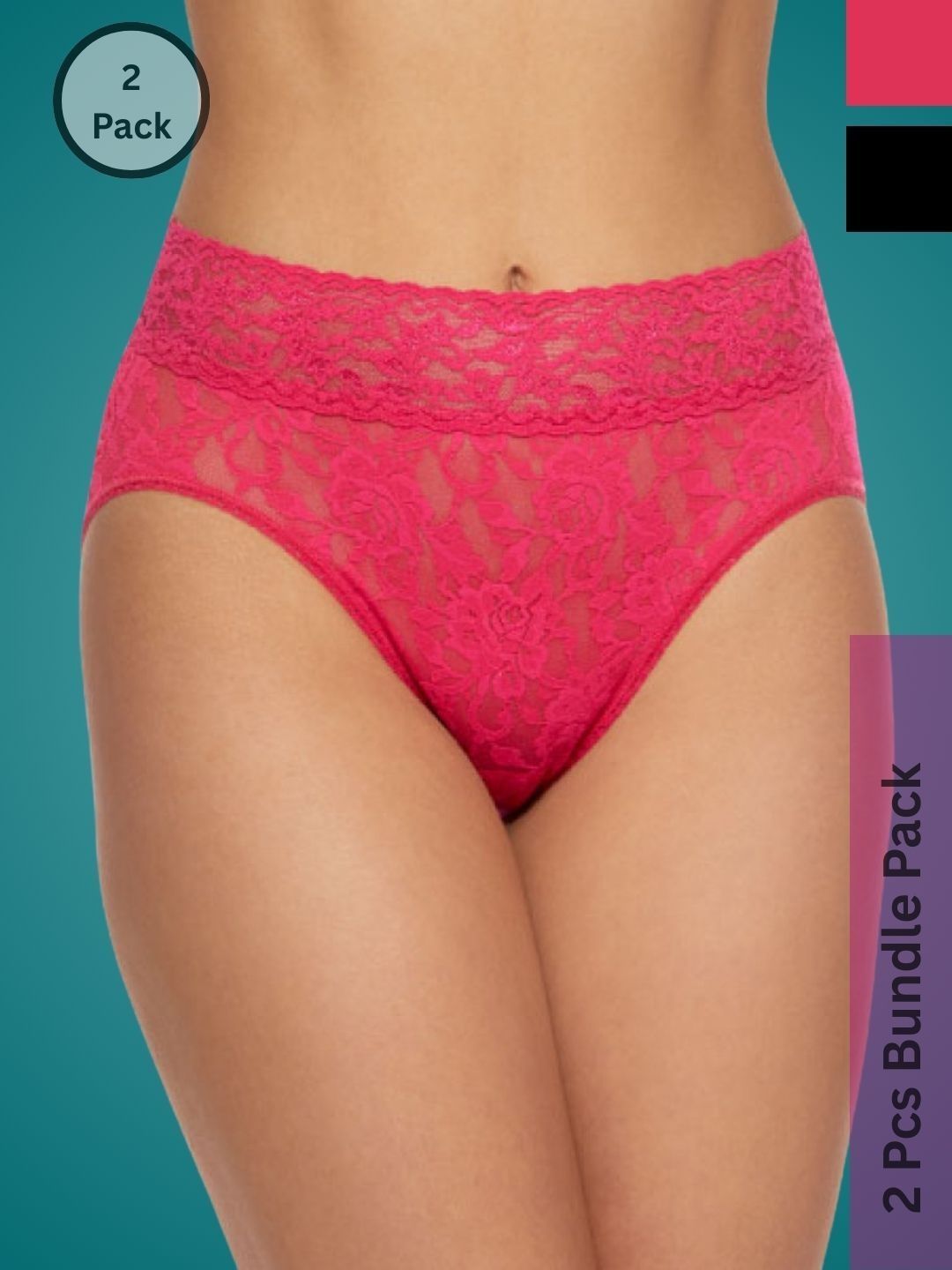 Ribald The Neech Women Pack of 2 Printed Lace Basic Briefs