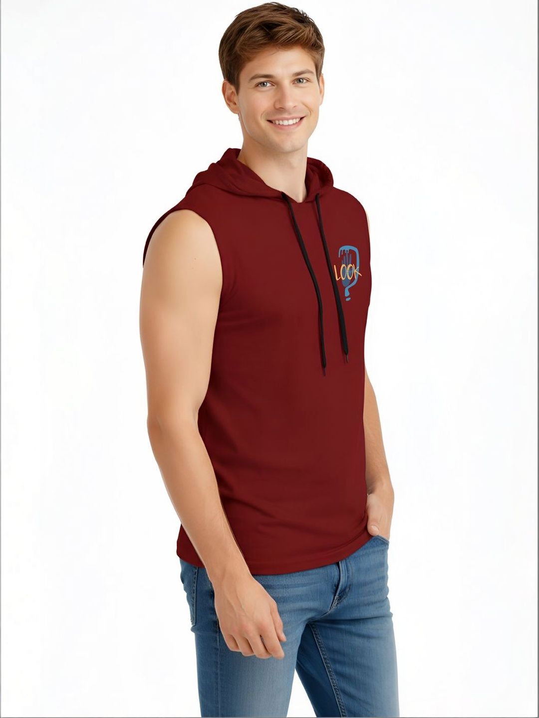 TEEFOX Men Printed Hooded T-shirt
