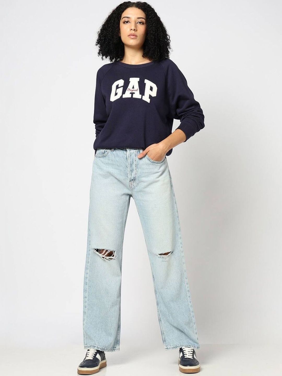 Mid Rise Ripped Jeans