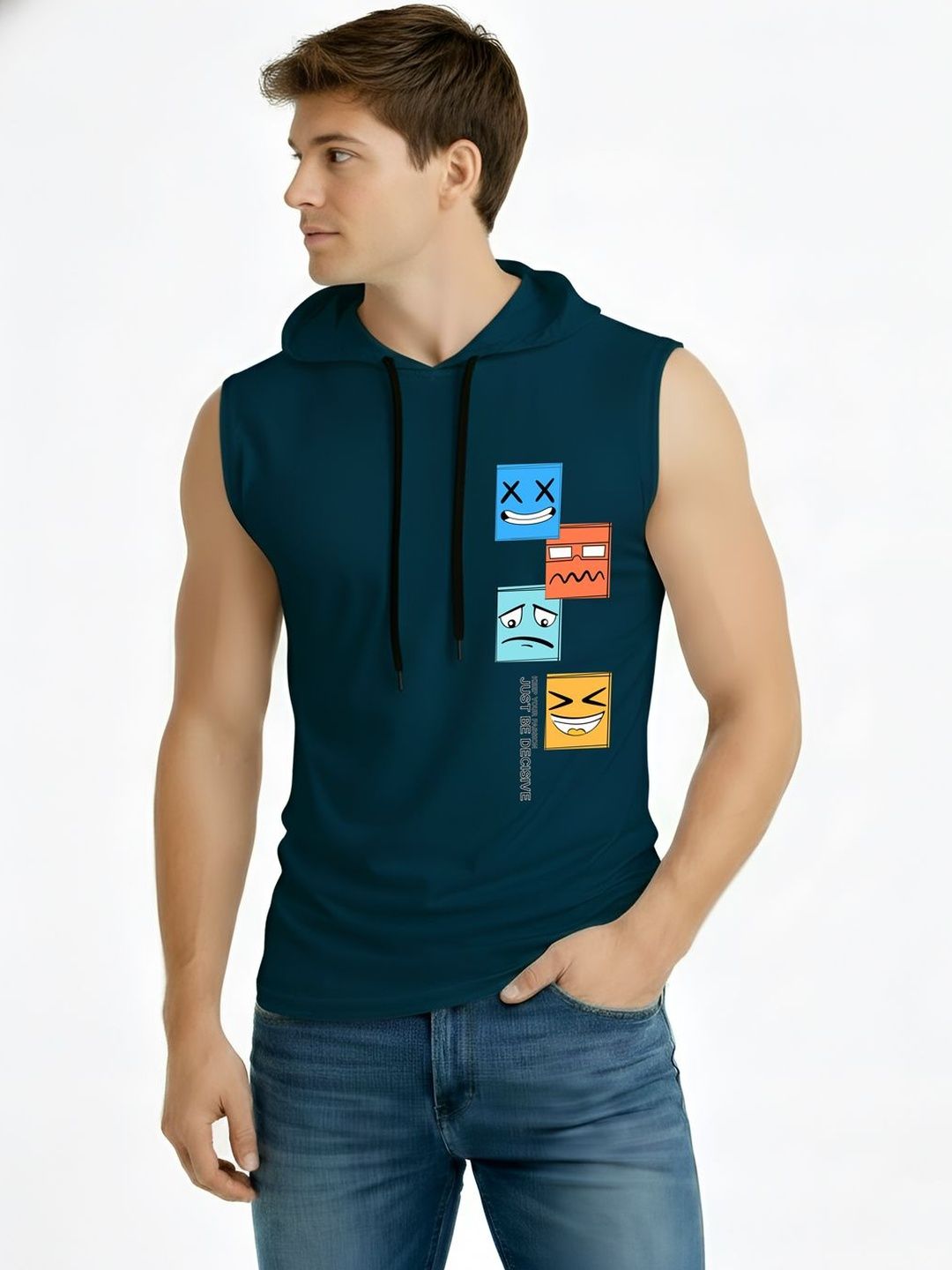 TEEFOX Men Printed Hooded T-shirt
