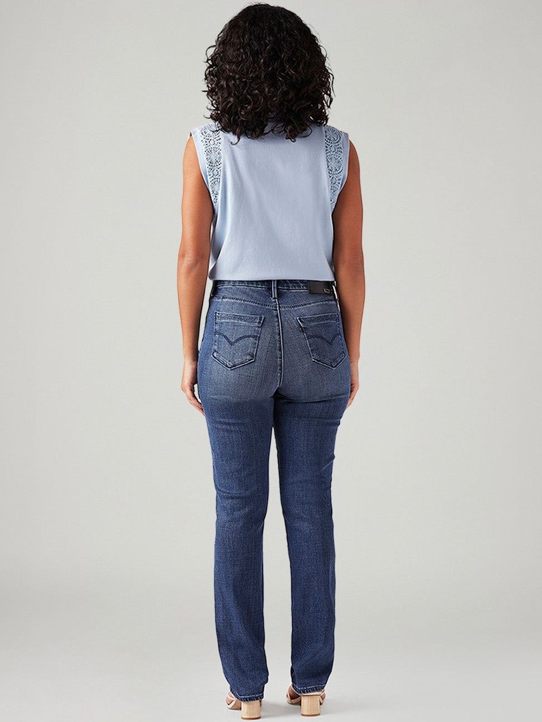 724 Blue Slim Straight Fit High Rise Redloop Jeans