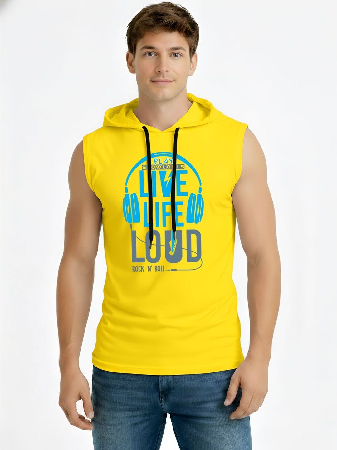 TEEFOX Men Typography Printed Hooded T-shirt