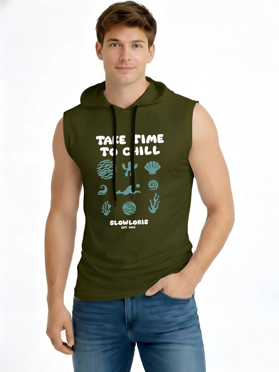 TEEFOX Men Typography Printed Hooded T-shirt