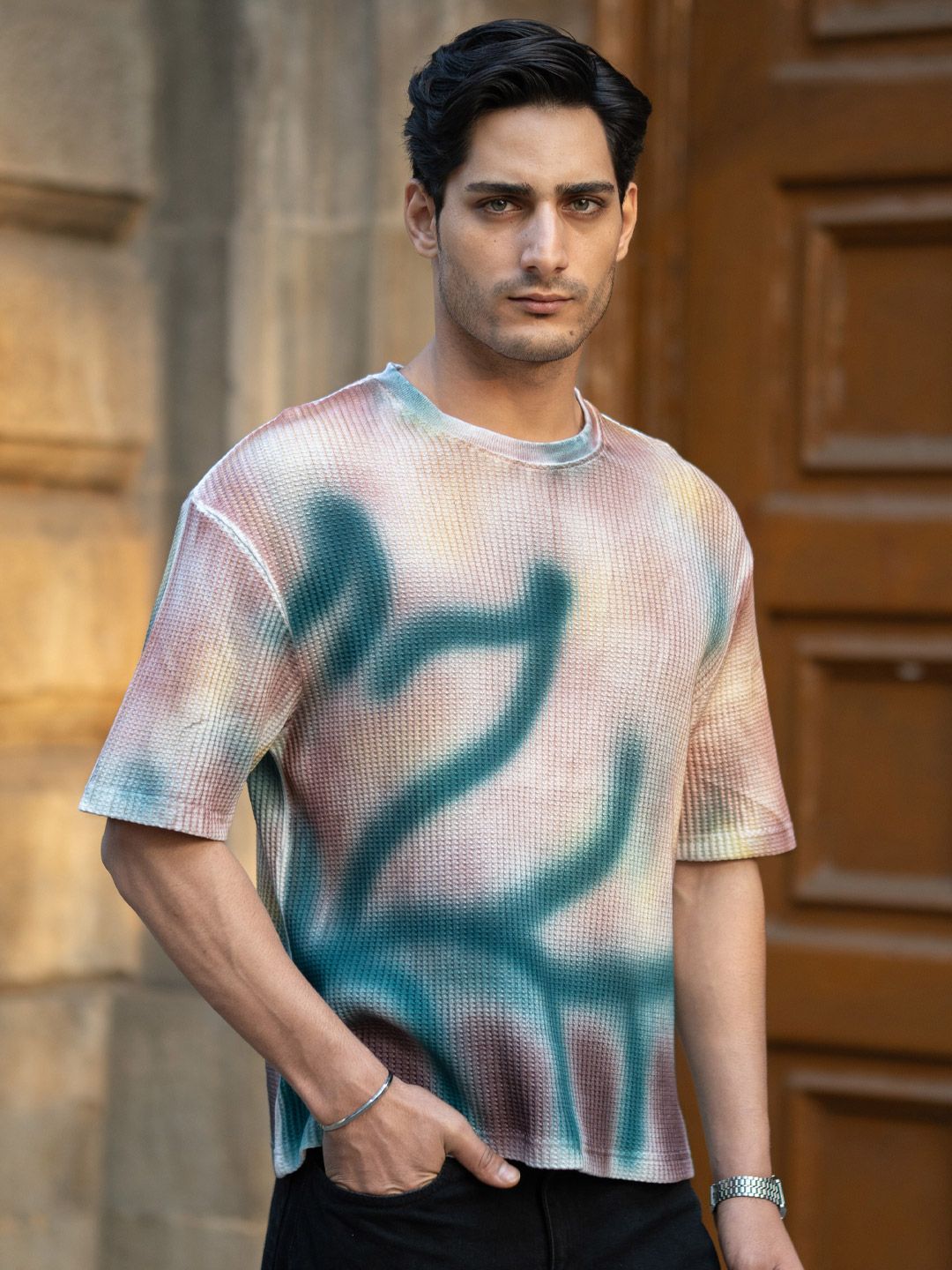 Powerlook Men Printed Drop-Shoulder Sleeves T-shirt