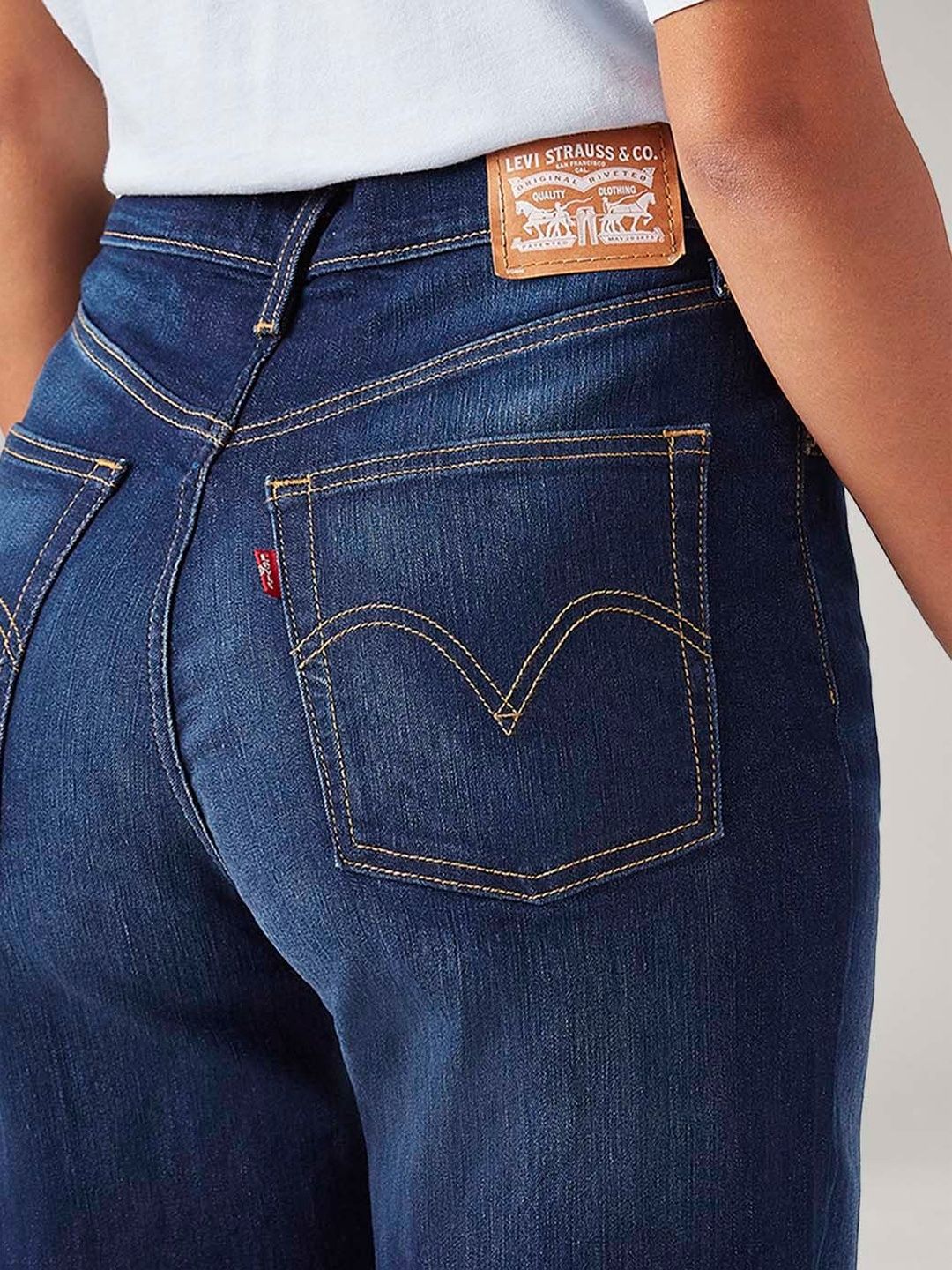 Dark-Blue Loose Fit High Rise Jeans