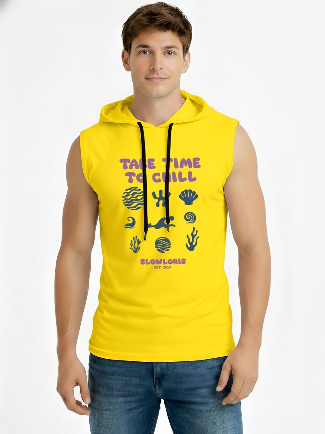 TEEFOX Men Printed Hooded T-shirt