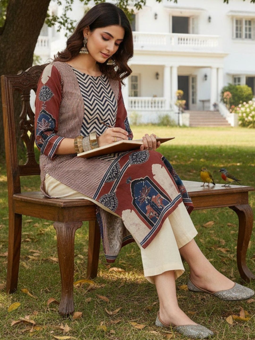 Anouk Anouk Women Geometric Printed Block Print Kurta