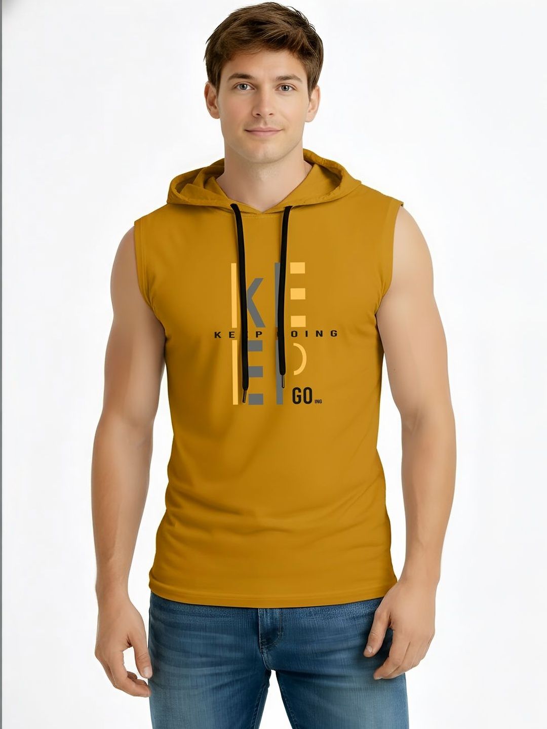 CRYPTIC Men Typography Printed Hooded T-shirt