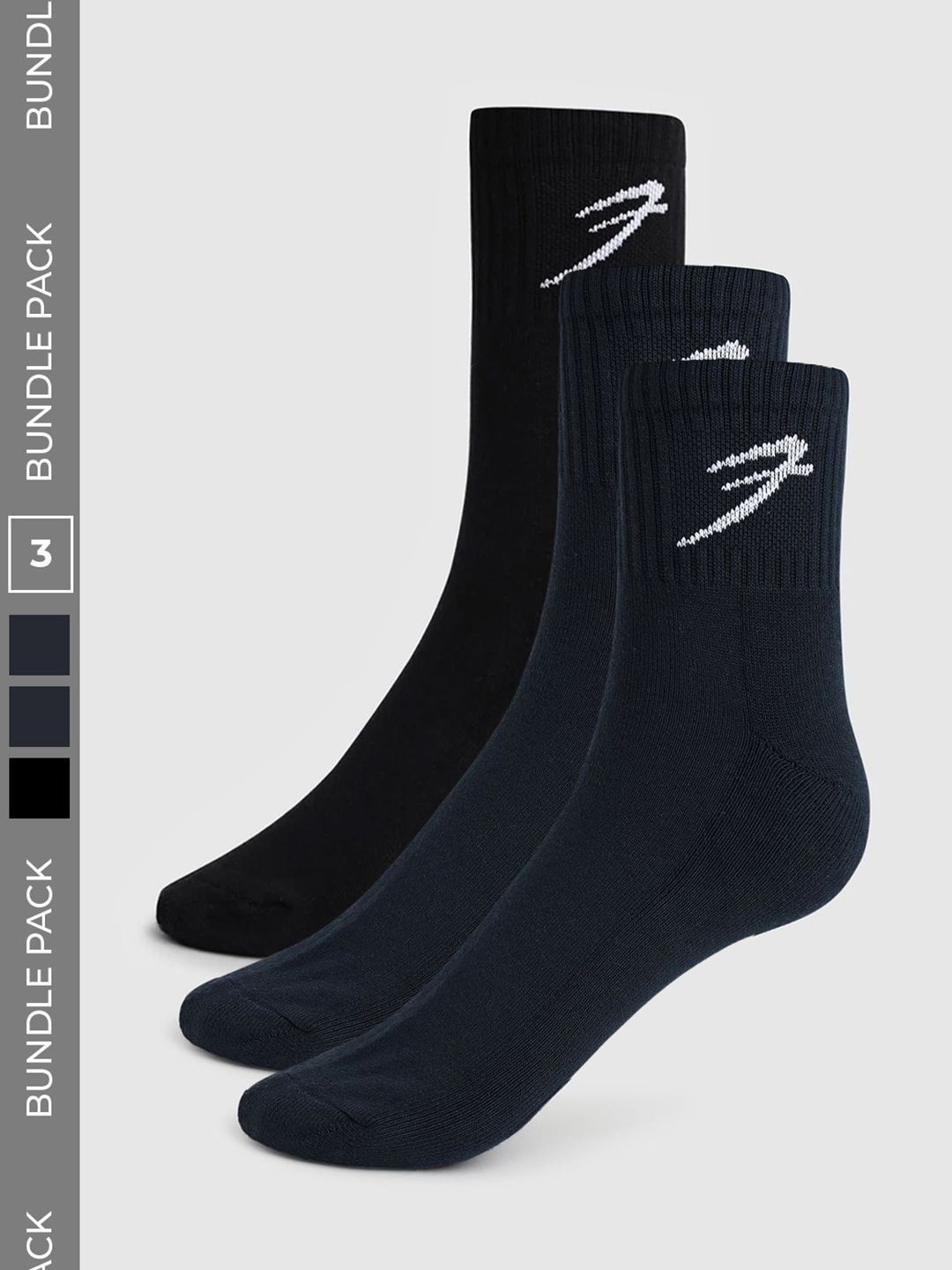FUAARK Men Pack of 3 Cotton Blend Calf Length Socks
