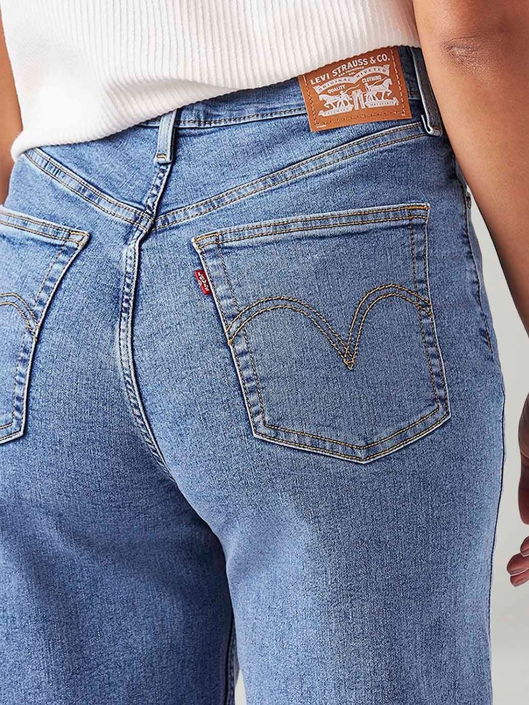 Blue Loose Fit High Rise Jeans