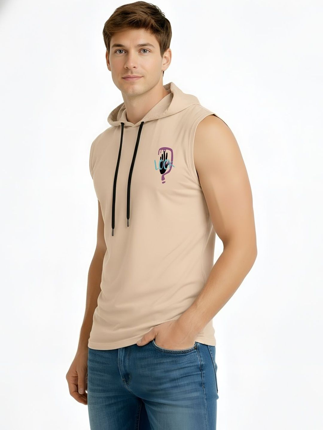 TEEFOX Men Printed Hooded T-shirt