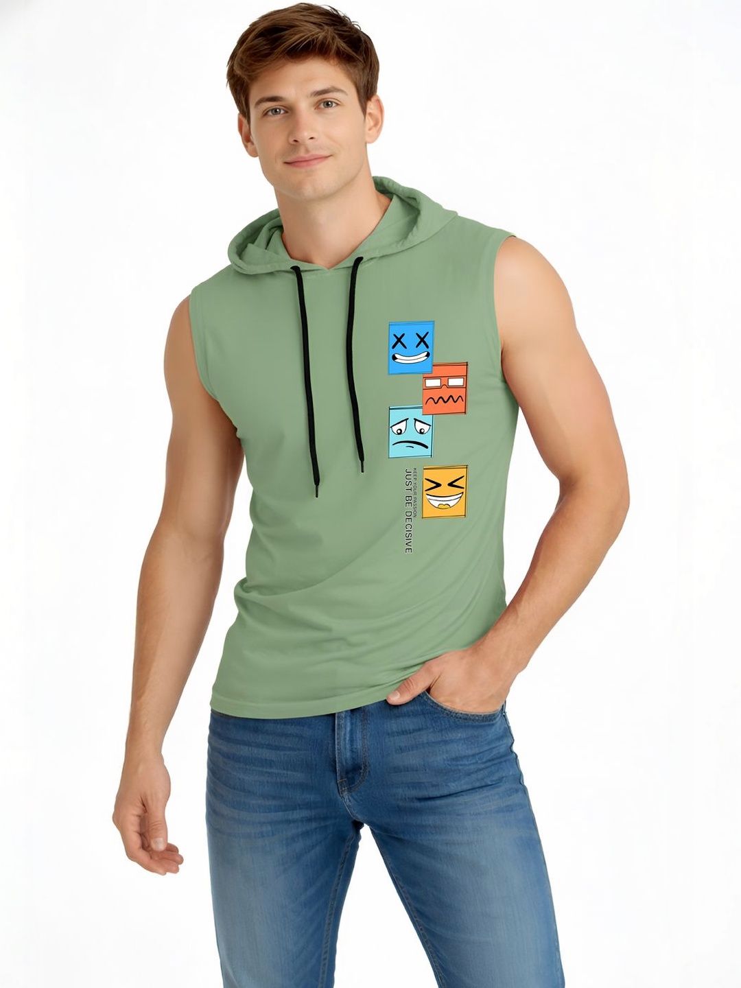 TEEFOX Men Printed Hooded T-shirt