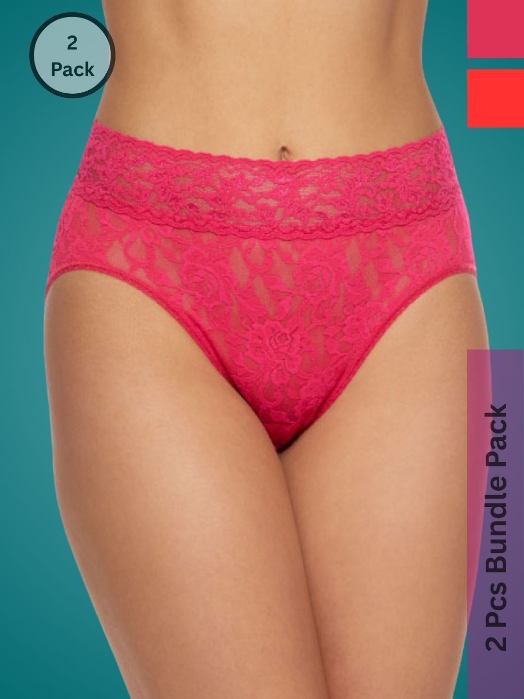 Ribald The Neech Women Pack of 2 Printed Lace Basic Briefs