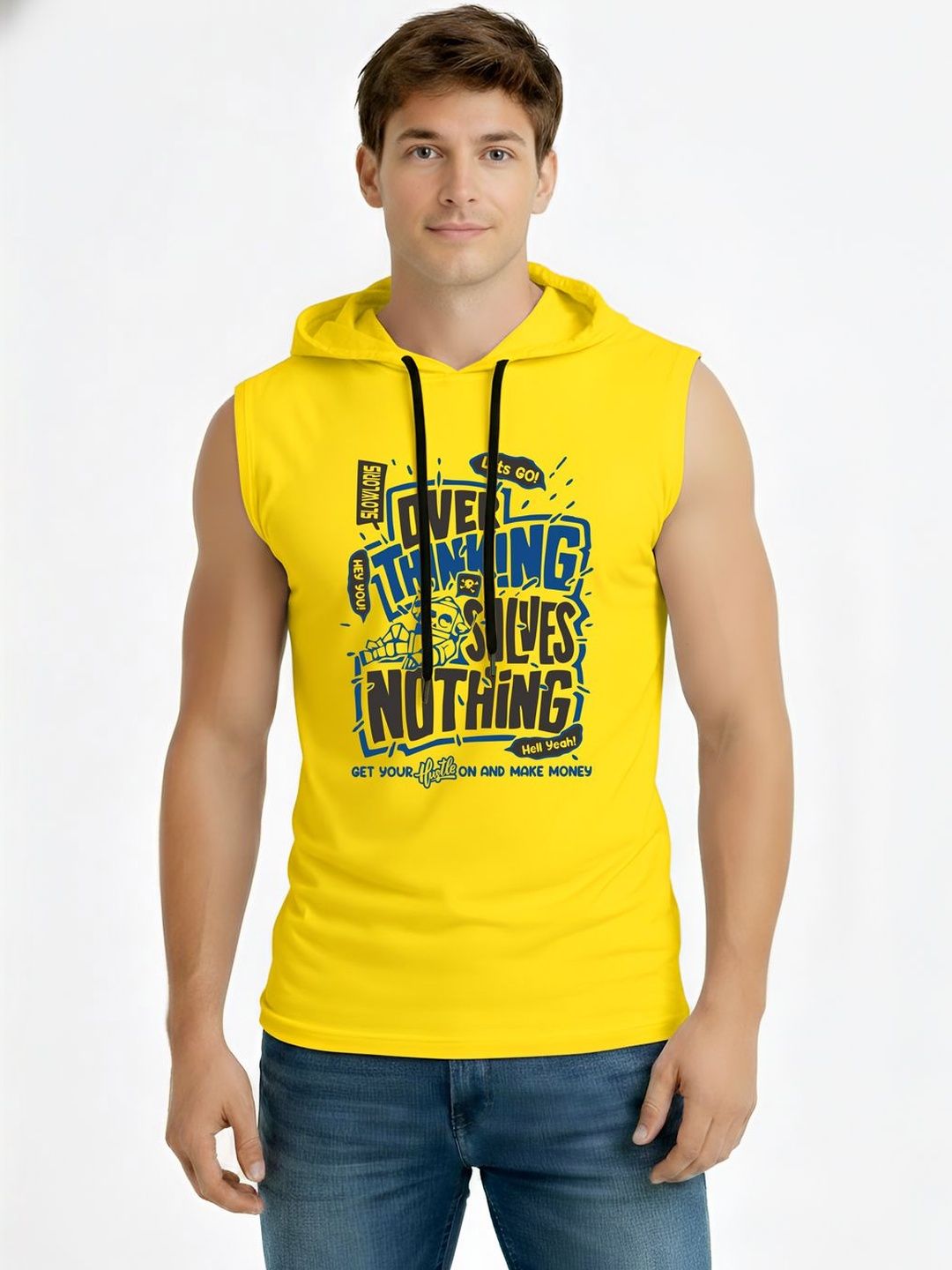 TEEFOX Men Typography Printed Hooded T-shirt