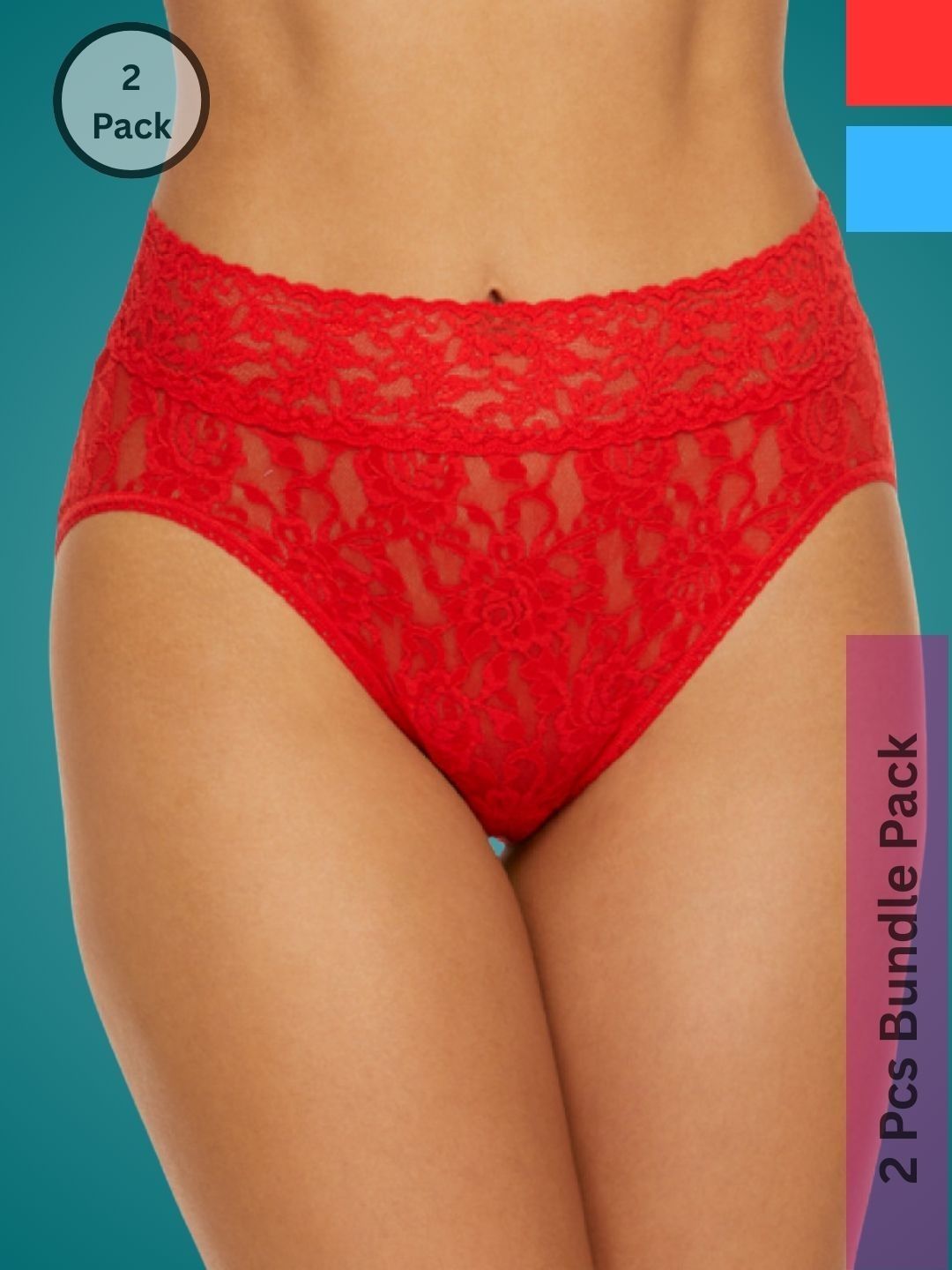 Ribald The Neech Women Pack of 2 Printed Lace Basic Briefs