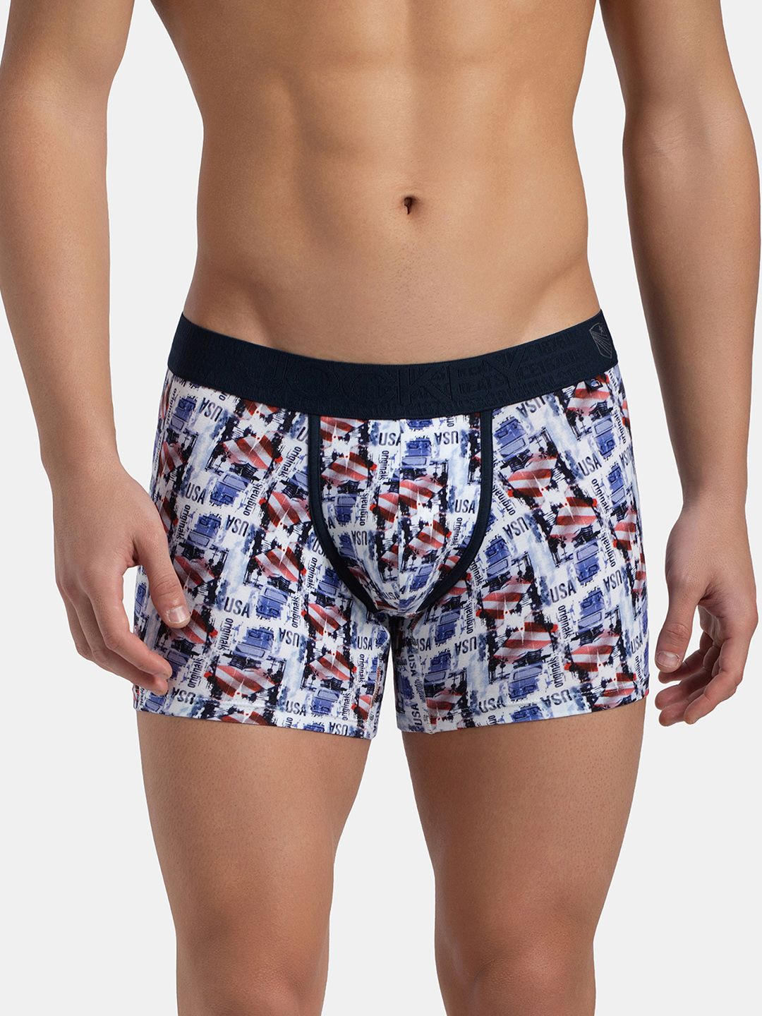 Jockey Super Combed Cotton Stretch Printed Trunk with Ultrasoft Waistband-US63