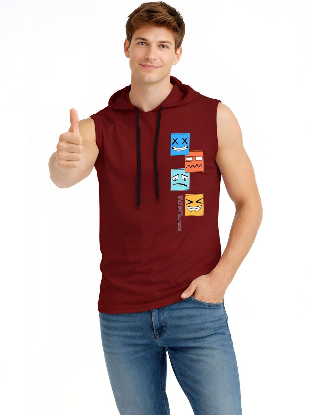 TEEFOX Men Printed Hooded T-shirt