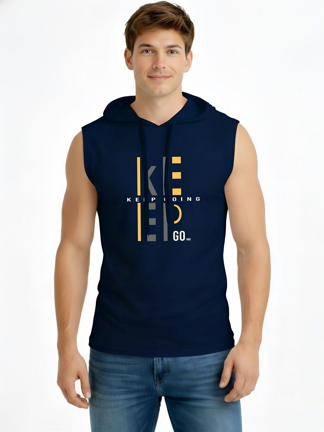 TEEFOX Men Typography Printed Hooded T-shirt