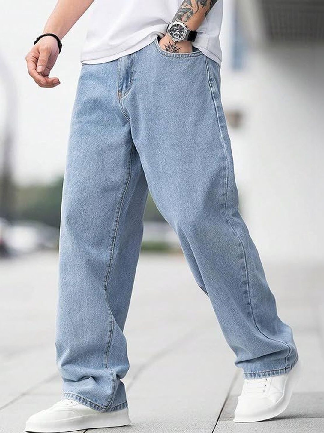 HERE&NOW Men High-Rise Light Fade Stretchable Jeans